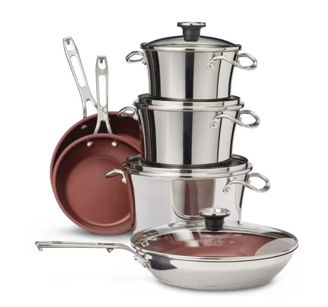Paderno Stackable Stainless Steel Cookware Set (photo via Canadian Tire)