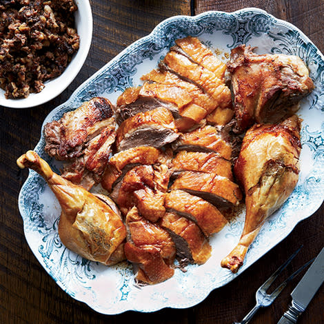Roast Goose with Pork, Prune and Chestnut Stuffing