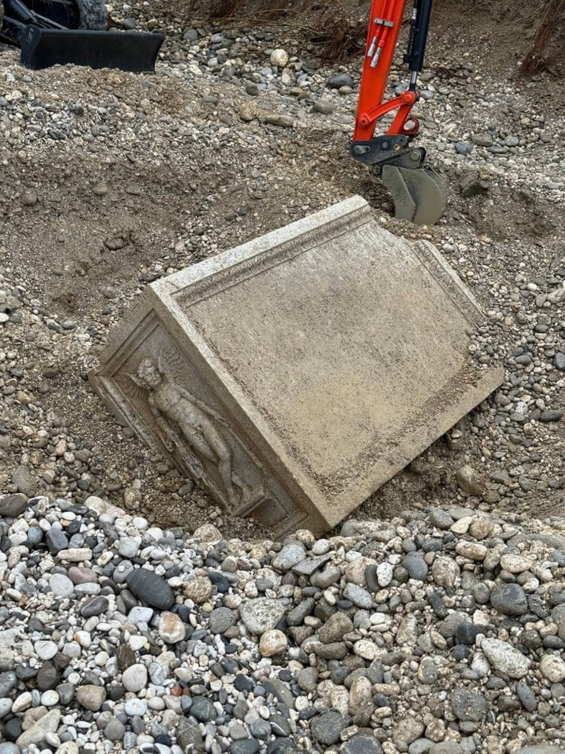 The ancient Roman funeral monument found in the riverbed. Photo from the Superintendency of Archaeology, Fine Arts and Landscape of Friuli Venezia Giulia