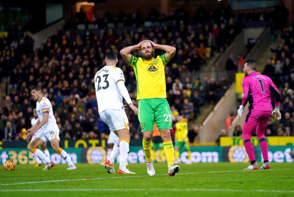 Teemu Pukki was left to rue missed chances as Norwich and Wolves played out a goalless draw (Joe Giddens/PA) (PA Wire)