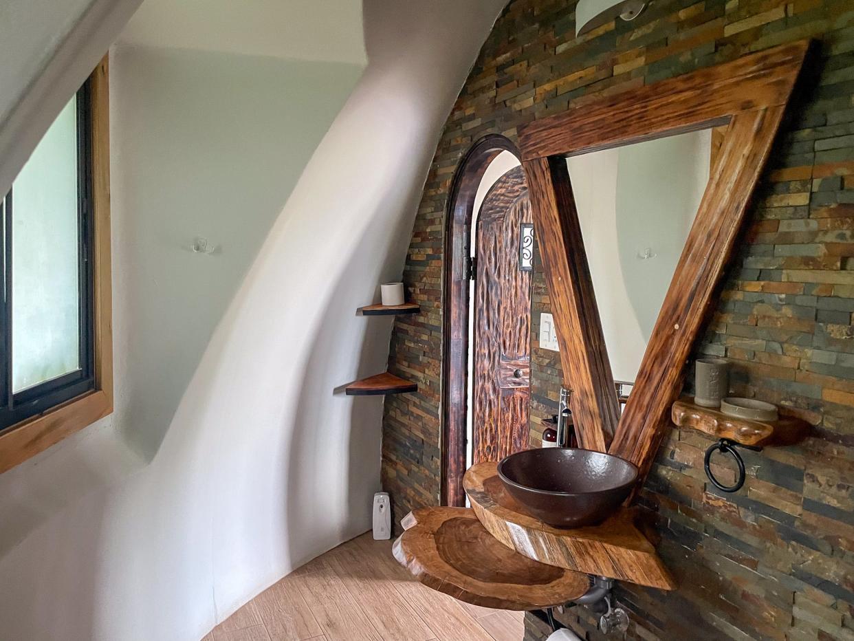 The interior of the tiny home's bathroom.