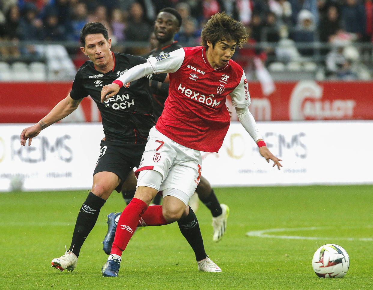 Junya Ito, ici lors du match de L1 entre Reims et Lorient, le 28 octobre 2023. 