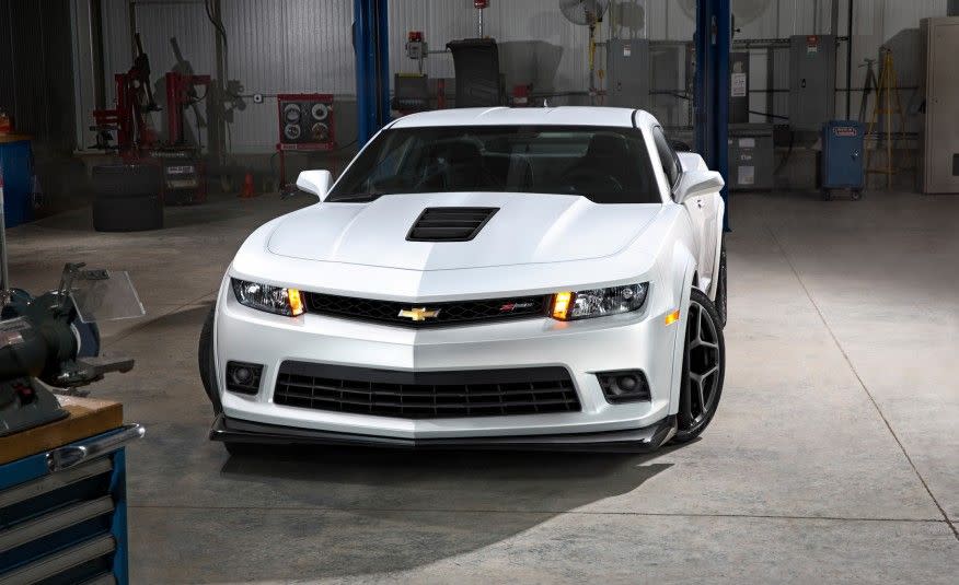 <p>The Z/28 came back—harder and better than ever before—and the old-school slash in the name came with it. "The Z/28 is not the quickest, the fastest, or the most powerful Camaro, but it is the most expensive at $75,000, or more than three times the price of a six-cylinder model," <a href="http://www.caranddriver.com/reviews/2014-chevrolet-camaro-z-28-road-test-review" rel="nofollow noopener" target="_blank" data-ylk="slk:explained our youthful Eric Tingwall;elm:context_link;itc:0;sec:content-canvas" class="link ">explained our youthful Eric Tingwall</a>. Powered by a naturally aspirated 7.0-liter LS7 V-8 rated at 505 horsepower and wearing enormous 305-mm-wide tires at every corner on 19-inch wheels, the newest Z/28 is optimized and radicalized for on-track dominance. It's a great way to send out the fifth-generation Camaro. Because a new one is coming for 2016.</p>