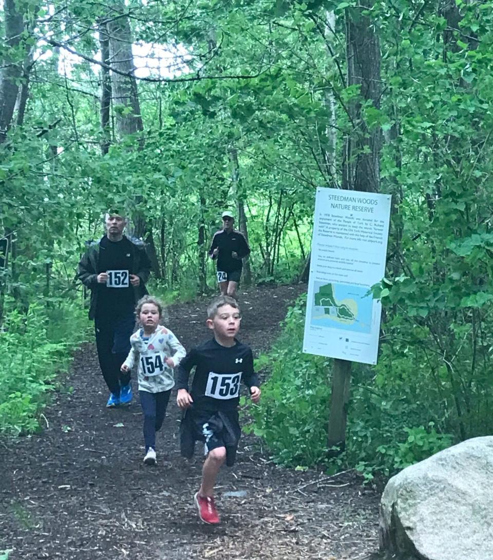 Phipps Family exiting Steedman Woods Nature Reserve - -York Hospital 5K 2023