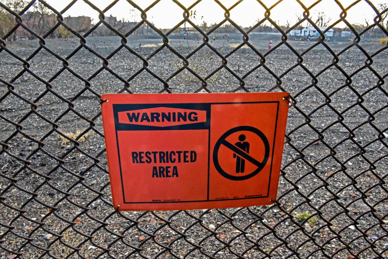 <span>A brownfield site in Green Island, New York, in 2016.</span><span>Photograph: John Carl D'Annibale/Albany Times Union via Getty Images</span>