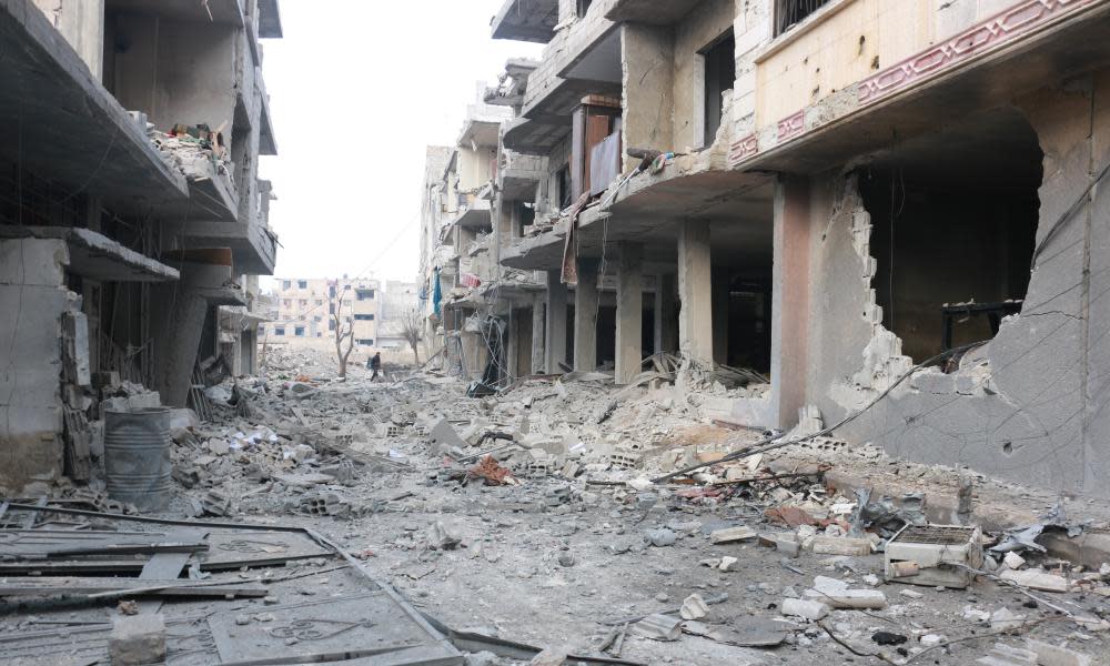 Buildings in eastern Ghouta damaged by Assad regime airstrikes in recent days