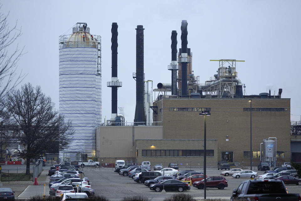 The Pfizer Global Supply Kalamazoo manufacturing plant is shown in Portage, Mich., Friday, Dec. 11, 2020. The U.S. gave the final go-ahead Friday to the nation’s first COVID-19 vaccine, marking what could be the beginning of the end of an outbreak that has killed nearly 300,000 Americans. (AP Photo/Paul Sancya)