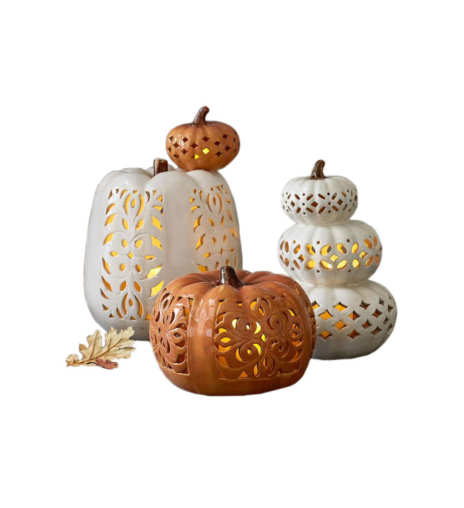 Filigree Punched Ceramic Pumpkins