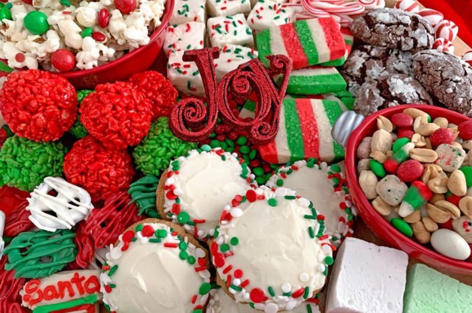 <p>Two Sisters Crafting</p><p>A delightful mix of red, green and white treats to celebrate Christmas festively!</p><p><strong>Get the recipe: <a href="https://www.twosisterscrafting.com/christmas-dessert-board/" rel="nofollow noopener" target="_blank" data-ylk="slk:Christmas Dessert Board;elm:context_link;itc:0;sec:content-canvas" class="link ">Christmas Dessert Board</a></strong></p>