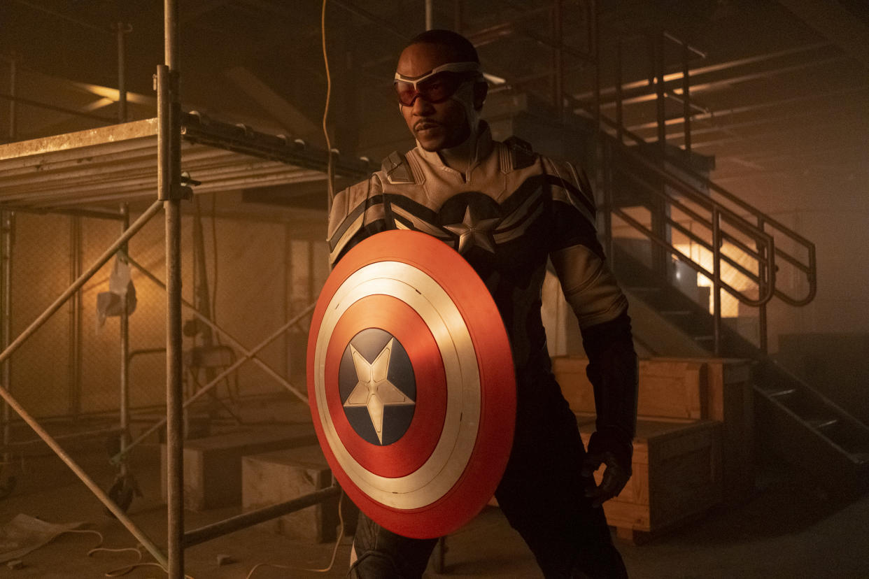 Falcon/Sam Wilson (Anthony Mackie) as the new Captain America in Falcon and the Winter Soldier. (Marvel Studios)