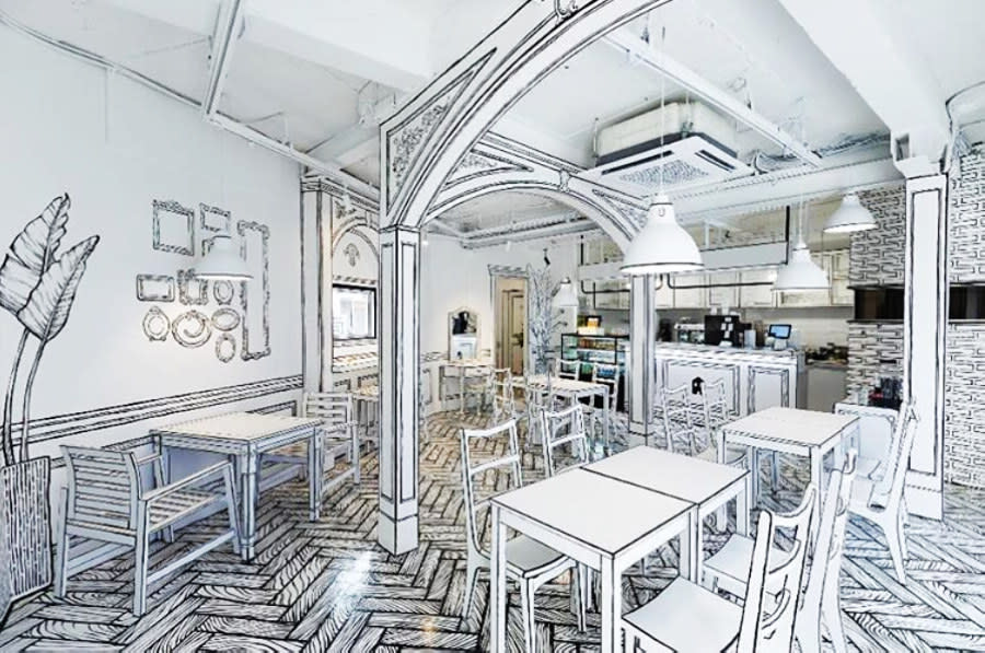 室內空間的設計布置(圖片來源：그림 cafe YND 223-14 / 2Dcafe IG)