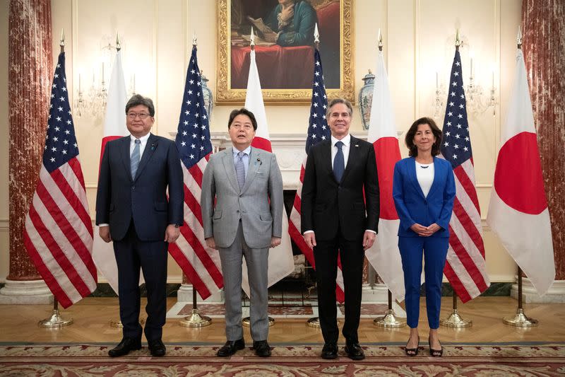 Secretary of State Antony Blinken and Commerce Secretary Raimondo host Japan Foreign Ministers at State Department in Washington