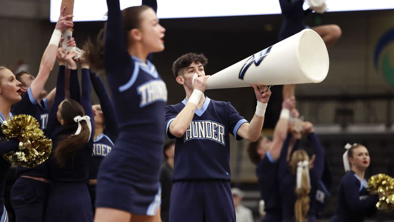 Westlake High School competes in the 6A Competitive Cheer Tournament at the UCCU Center at Utah Valley University in Orem on Thursday, Jan. 25, 2023.