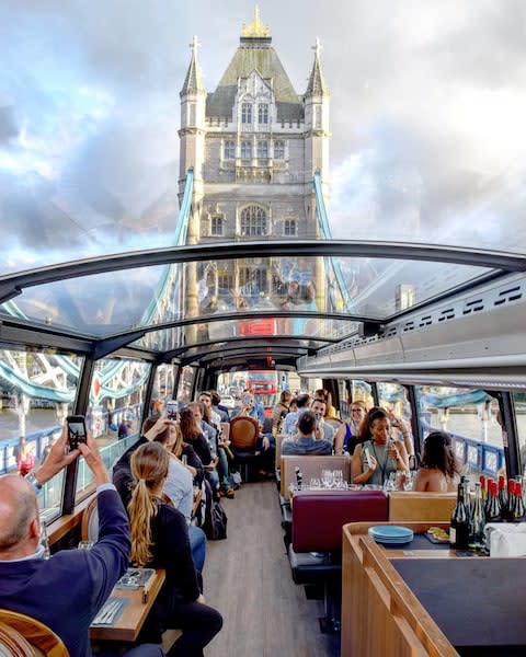 Tower Bridge as viewed through Bustronome's glass roof - Credit: Monsur Photography