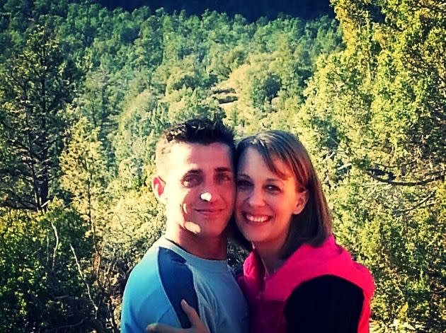 The author and her husband Kory in the red rocks of Sedona, Arizona, where they renewed their wedding vows in January 2014.