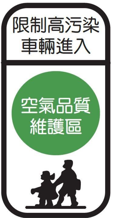 「空氣品質維護區」的出入口及路段之路燈桿與交通號誌桿等已陸續設置警示告示牌。(圖／北市府環保局提供)