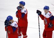 Ice Hockey - Pyeongchang 2018 Winter Olympics - Man’s Bronze Medal Match - Czech Republic v Canada - Gangneung Hockey Centre, Gangneung, South Korea - February 24, 2018 - The Czech Republic players look dejected after their loss. REUTERS/Brian Snyder