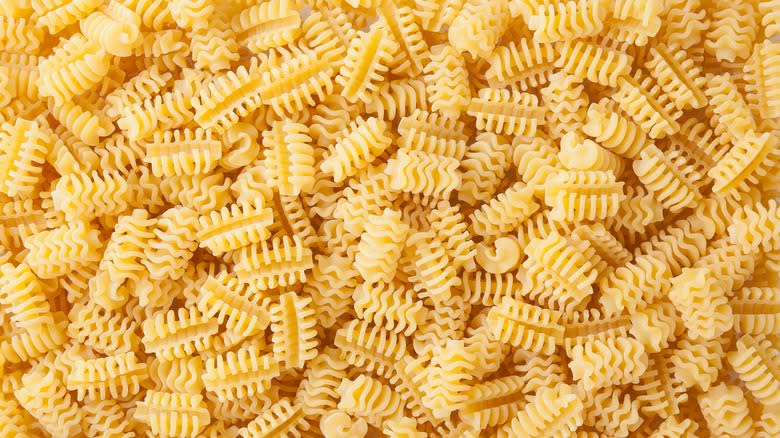 uncooked closeup of radiatori pasta