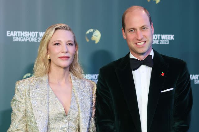 <p>Chris Jackson/Getty</p> Cate Blanchett and Prince William at the Earthshot Prize awards on Nov. 7, 2023