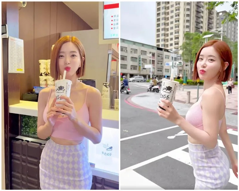韓國性感女神DJ SODA來台嚐遍美食，還喝了珍珠奶茶。（圖／翻攝DJ SODA臉書）