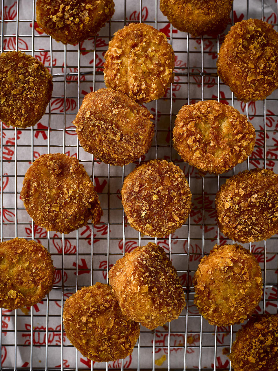 a close-up of chicken nuggets