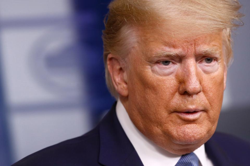 President Donald Trump speaks during a coronavirus task force briefing at the White House, Saturday, March 21, 2020, in Washington.