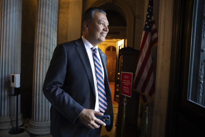 Sen. Alex Padilla (D-Calif.) departs a vote at the U.S. Capitol Sept. 6, 2023. (Francis Chung/POLITICO via AP Images)