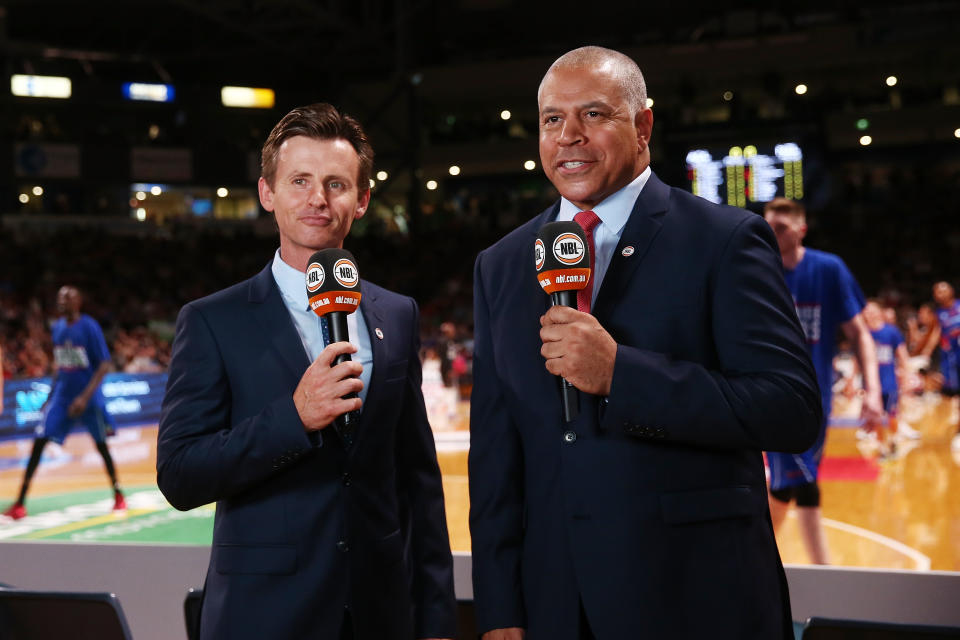 Steve Carfino, pictured here before an NBL game in 2017.