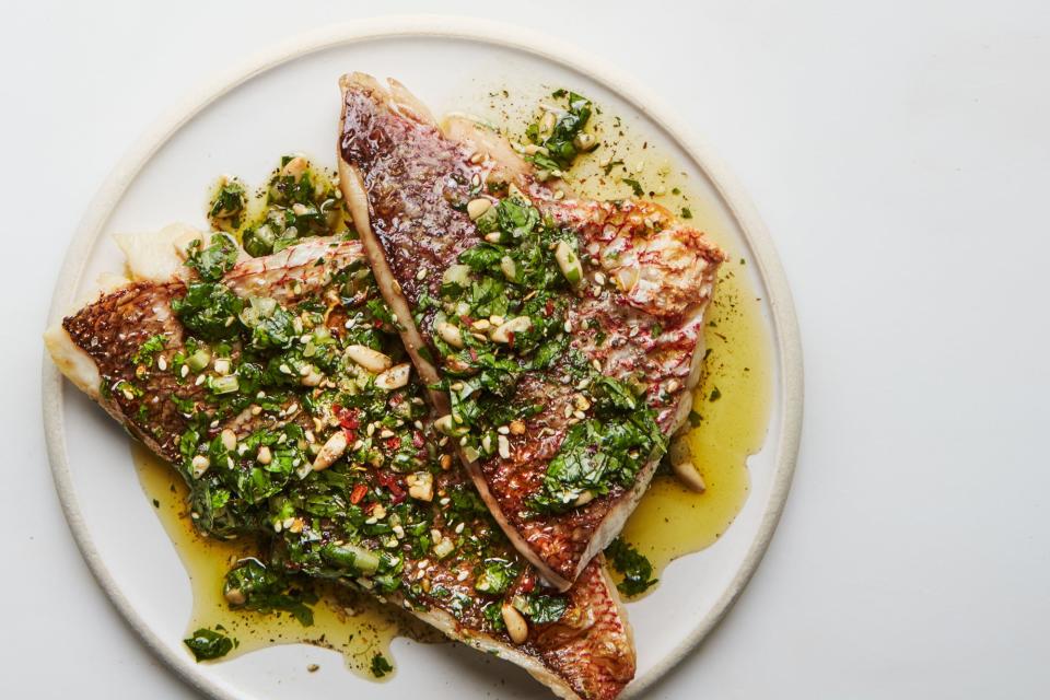 Broiled Red Snapper with Za'atar Salsa Verde