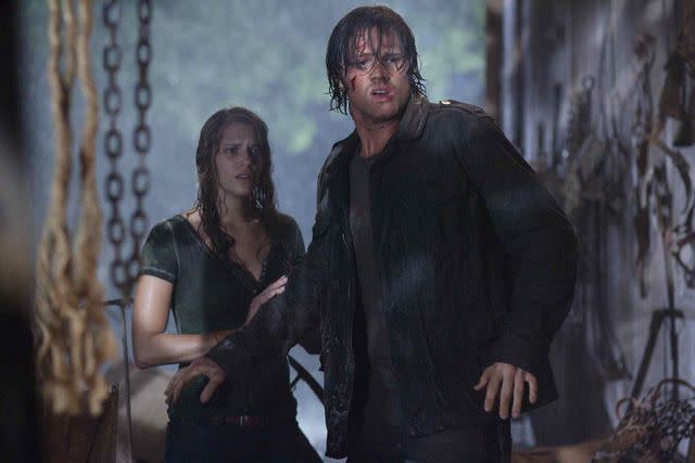 <p>Paramount/Kobal/Shutterstock</p> Amanda Righetti and Jared Padalecki in 'Friday the 13th' in 2009