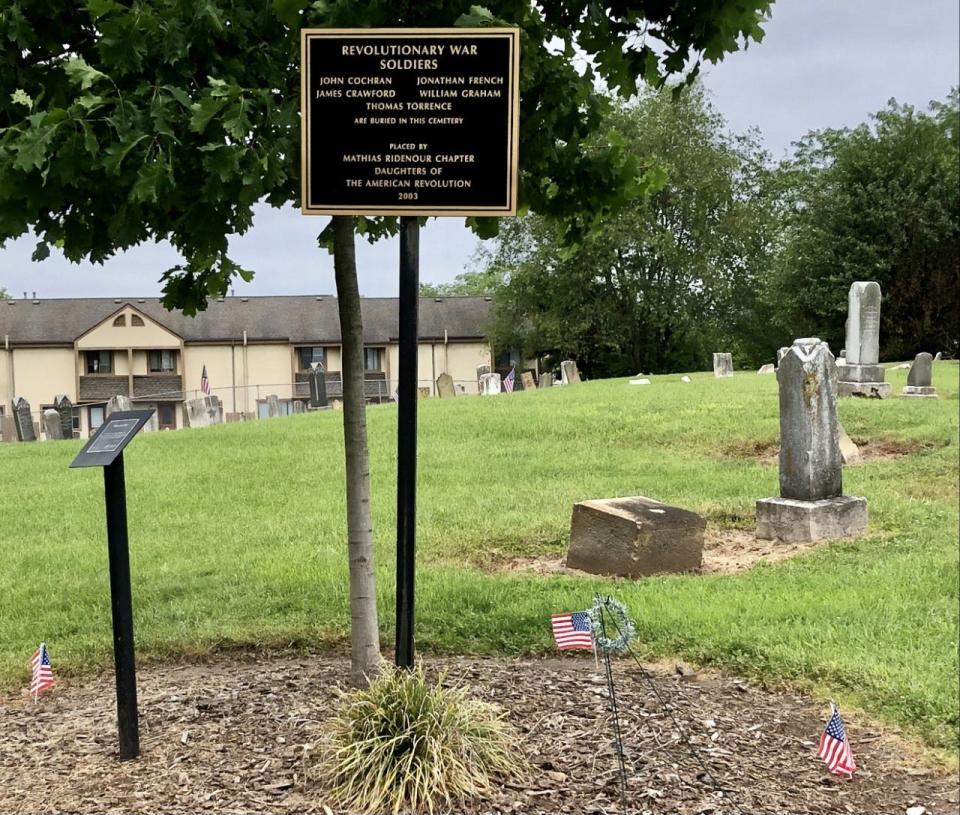 A marker honors the five Revolutionary War veterans buried in Reynoldsburg's Seceder Cemetery. They are among 12 veterans from four wars who are buried there.