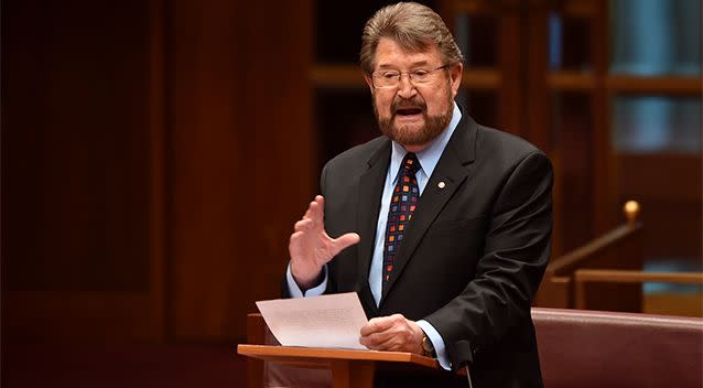 Derryn Hinch was warned over his maiden speech in which he named five pedophiles, and spoke for more than double his allotted time. Photo: AAP