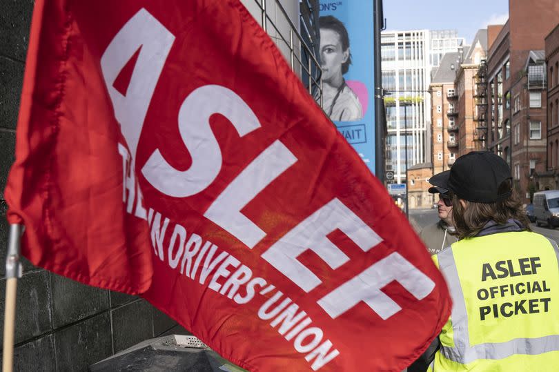 Aslef flag on picket line