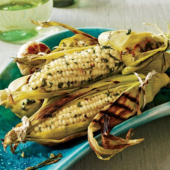 Grilled Corn on the Cob with Roasted Garlic and Herbs