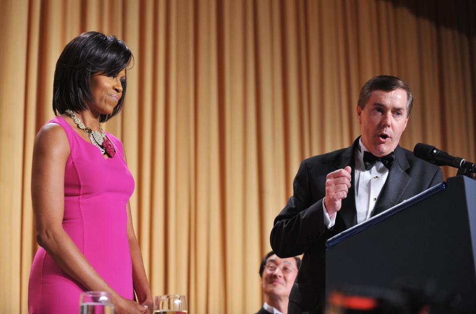 Steve Scully of C-SPAN speaks at the White House Correspondents Association annual dinner on May 9, 2009, at the Washington Hilton hotel in Washington.