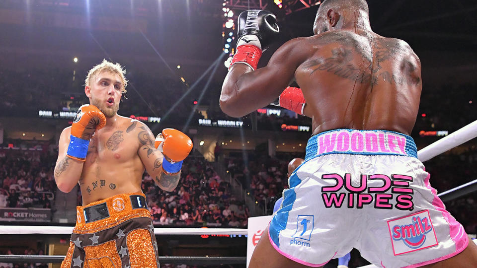 Jake Paul, pictured here in action against Tyron Woodley in their cruiserweight bout.