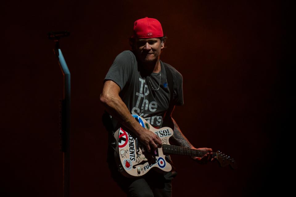 Guitarist and singer for Blink-182 Tom DeLonge performs at the Moody Center on Friday, July 7, 2023. 