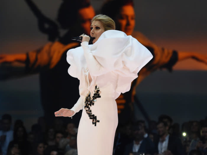 Celine Dion performing "My Heart Will Go On" at the Billboard music awards.