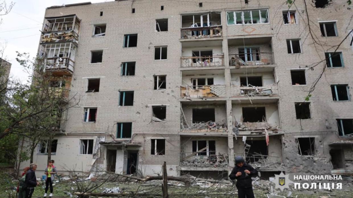 The aftermath of Russian strikes on Kupiansk-Vuzlovyi. Photo: Ukraine’s National Police