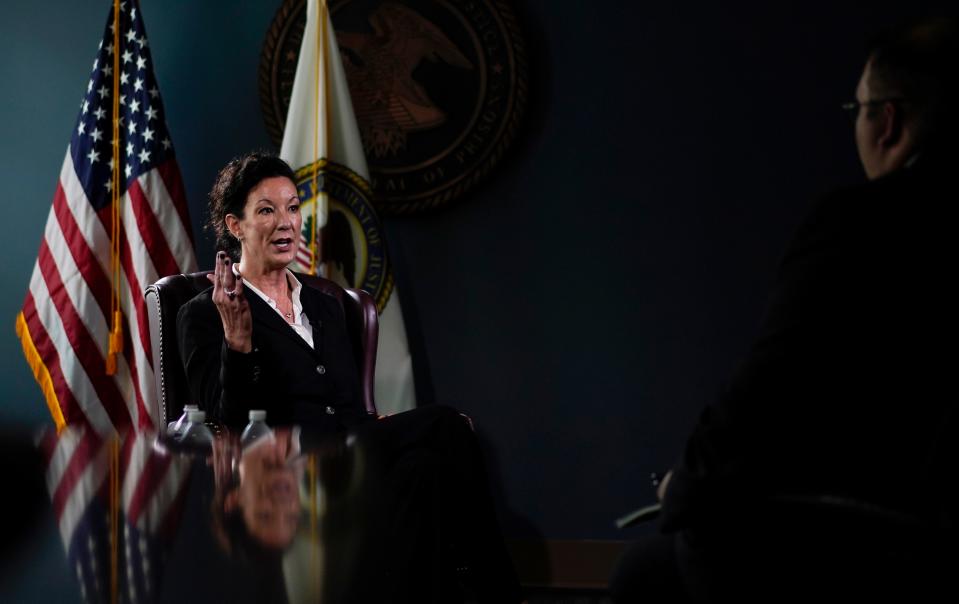 Colette Peters, director of the Federal Bureau of Prisons, speaks during at interview with the Associated Press in October.