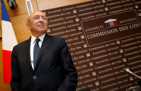 French Interior Minister Gerard Collomb arrives to be questioned by lawmakers at the National Assembly about presidential aide Alexandre Benalla (not pictured) in Paris, France, July 23, 2018. REUTERS/Philippe Wojazer