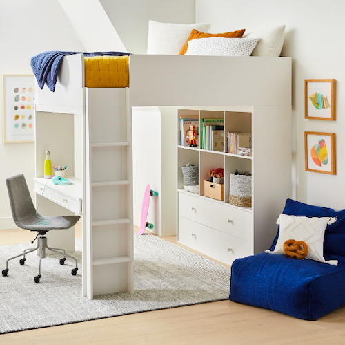 West Elm Milo Loft Bed with desk