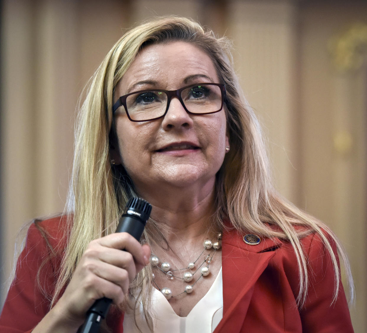 Virginia state Sen. Amanda Chase (R) has protested what she sees as the state GOP's efforts to block her path to the Republican gubernatorial nomination. (Photo: Bill O'Leary/The Washington Post/Getty Images)