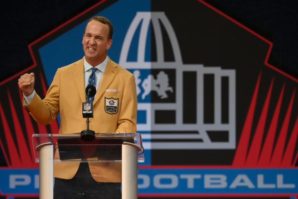 Peyton Manning was among the seven members of the Pro Football Hall of Fame Class of 2021.