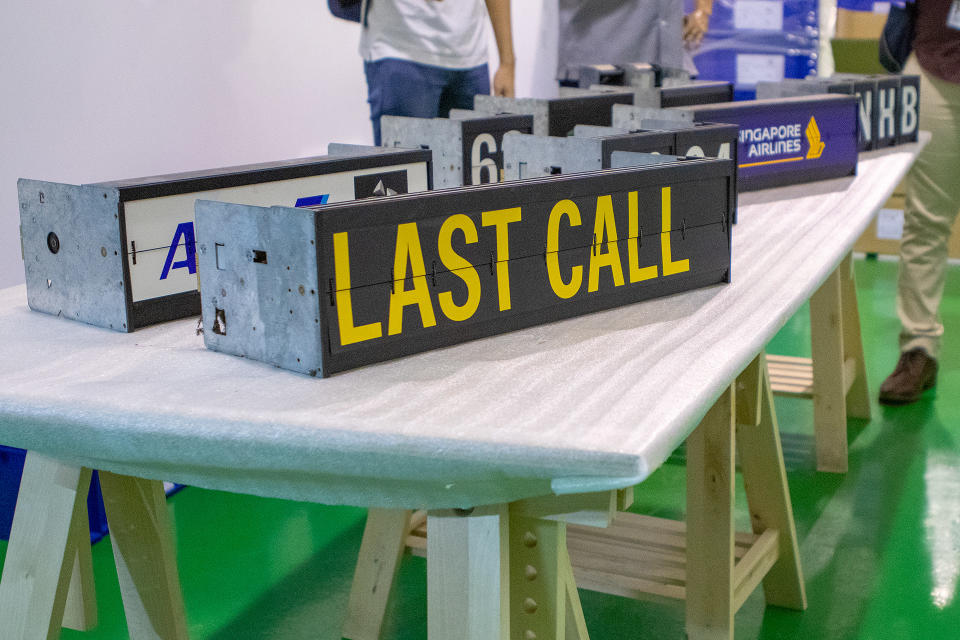 Display panels from the decommissioned flip board. (PHOTO: Dhany Osman / Yahoo News Singapore)