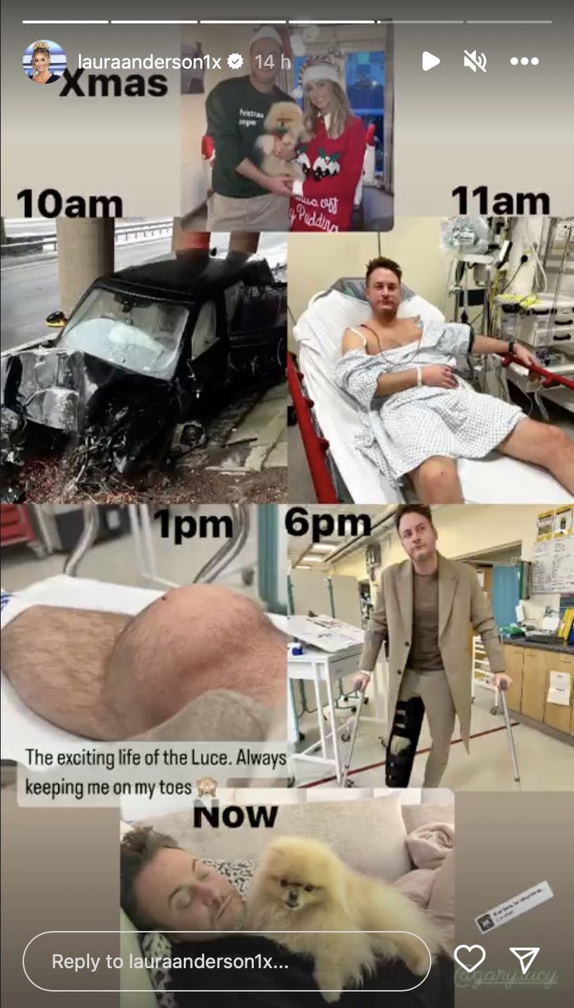 gary lucy boxing day car crash, laura anderson instagram story