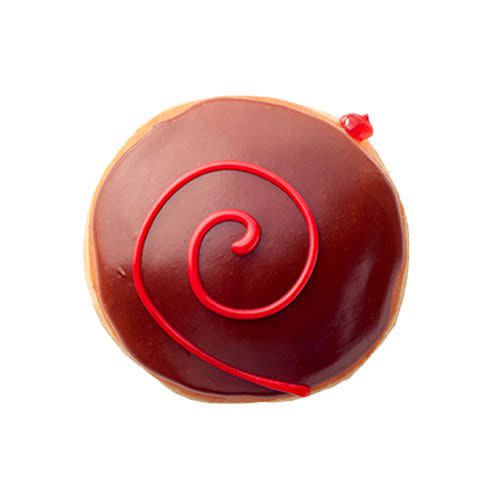 <p>What could improve on the glazed raspberry? A layer of chocolatey glazed goodness, of course. We could do without the swirl on top, but all in all, it's a solid donut.</p>