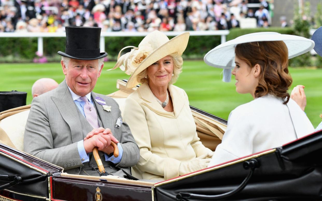 Prince Charles and Camilla, the Duchess of Cornwall, arrive with Princess Eugenie at Royal Ascot  - Getty Images Europe