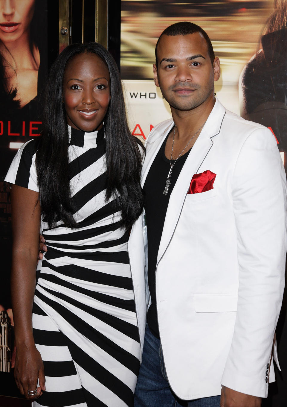 TV presenter Angelica Bell and Michael Underwood attends the UK film premiere of 'Salt' at the Empire Leicester Square on August 16, 2010 in London, England.