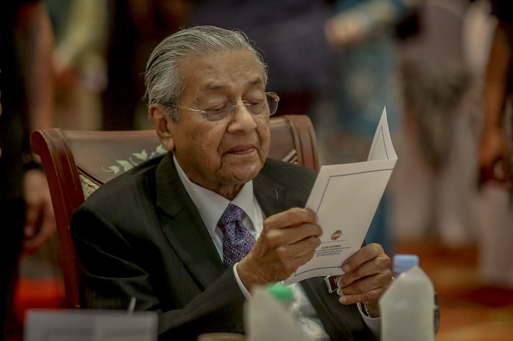 Prime Minister Tun Dr Mahathir Mohamad attends the Prime Minister’s Department Hari Raya Aidilfitri open house in Putrajaya June 20, 2019. — Picture by Firdaus Latif